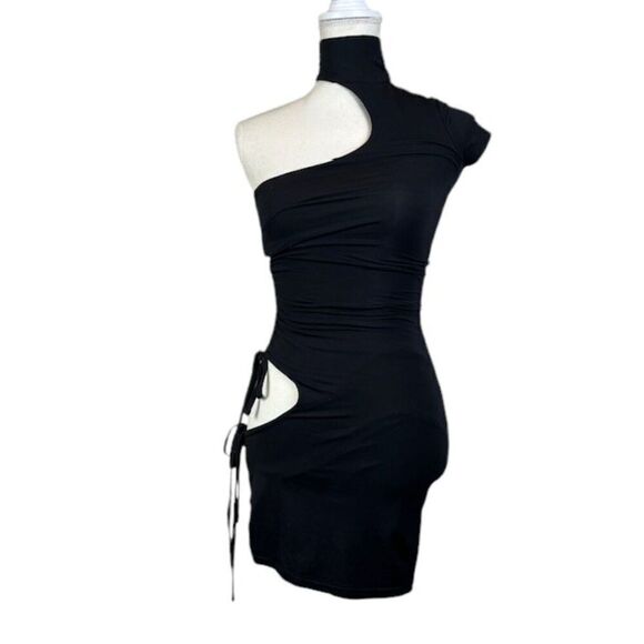 I. AM. GIA. Lara Dress Bamboo Stretch Cutouts Sexy Bodycon Dress Black Size XS - Picture 3 of 11